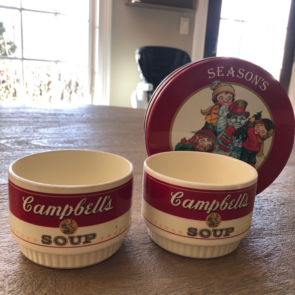 2 Vintage Campbell Soup Small Bowls and Tin - Picture 2 of 9